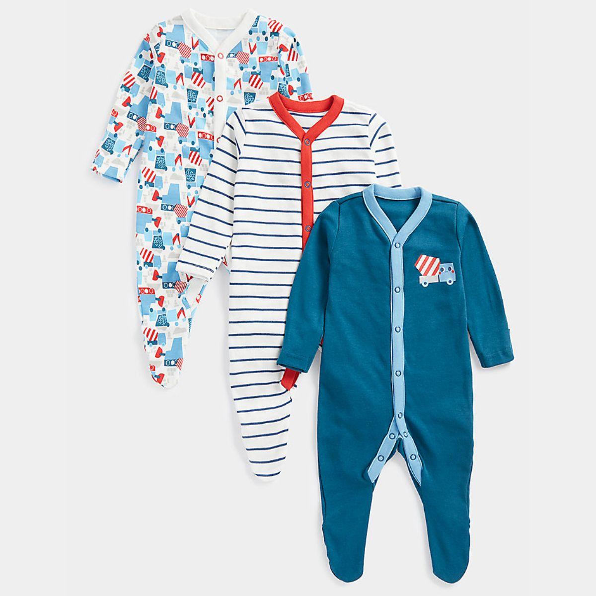 Mothercare White Sleepsuits 3 Pack Mothercare